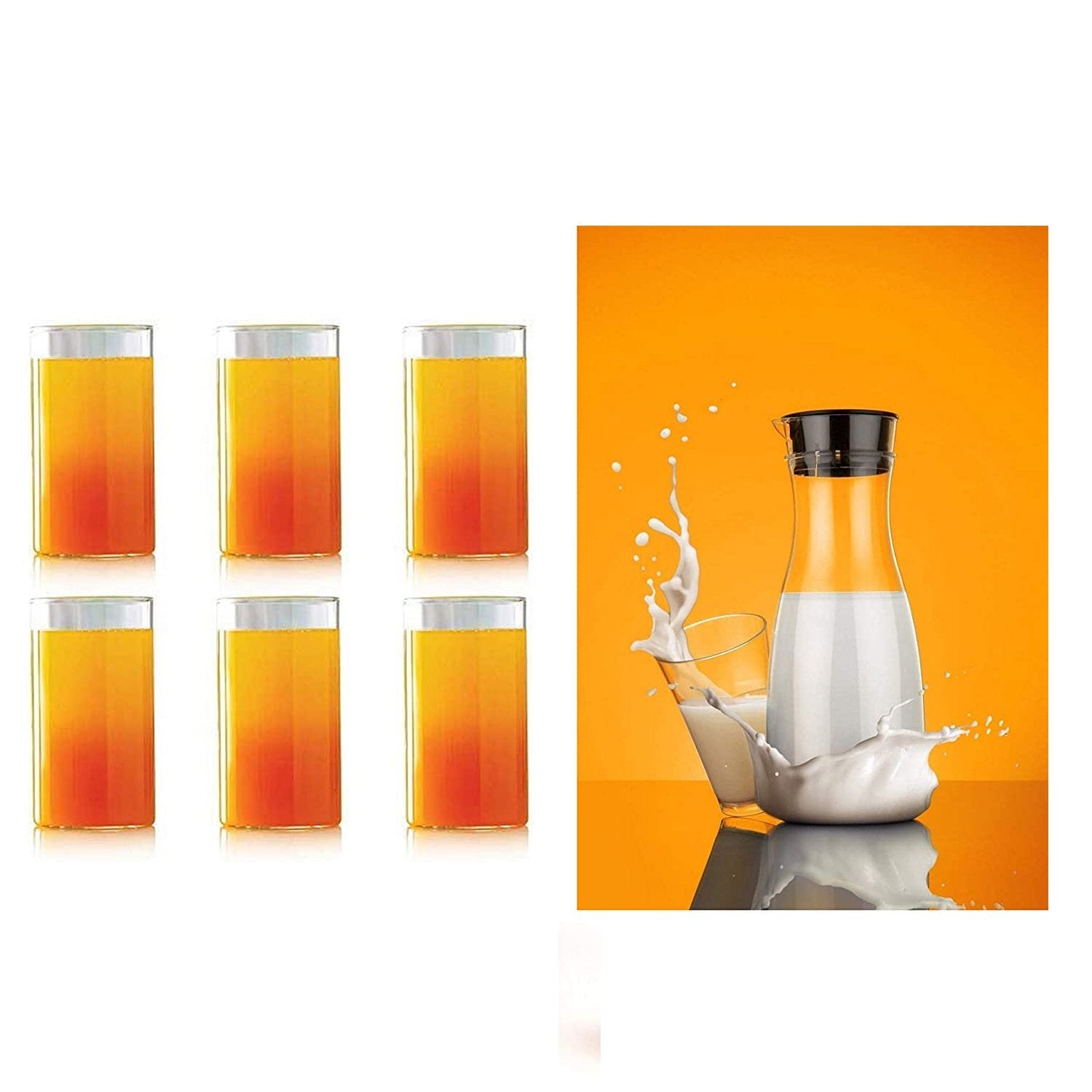 0076_Transparent Unbreakable Water Juicy Jug and 6 Pcs. Glass Combo Set for Dining Table Office Restaurant Pitcher - SkyShopy 0076_Transparent Unbreakable Water Juicy Jug and 6 Pcs. Glass Combo Set for Dining Table Office Restaurant Pitcher - SkyShopy